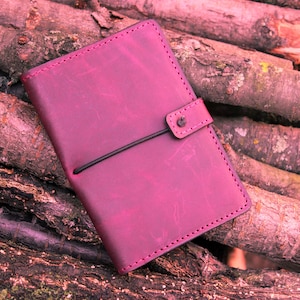 Leder A6 Abdeckung monogrammiert, personalisierte Leder-Abdeckung für Tasche Größe Feld Notizen Notebook / schlanke minimale Feld Notizen Leder Fall Abdeckung