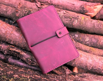 Leather A6 cover monogrammed, Personalized leather cover for pocket size field notes notebook / slim minimal field notes leather case cover