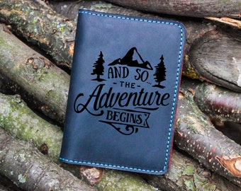 Adventure Begins Passport Cover & Luggage Tag, And so the Adventure Begins Passport Holder and Tag, Travel Gift, Passport Case, Gift for Her