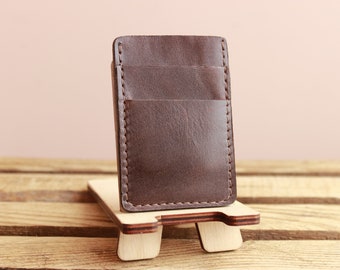 bereit für den Versand, schlanke Kartentasche, Leder-Kartenhülle - personalisierte Leder Brieftasche schlanke Karte Halter minimalistische Brieftasche - Veg Tan Leder