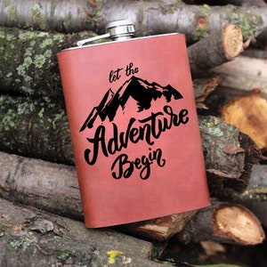 Hip flask personalized, Leather flask, personalized flask, groomsmen flask, engraved flask (hot stamped), 316 stainless steel