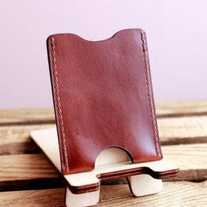 pronto per la spedizione, tasca con carta sottile, custodia in pelle, manica minimalista per carte, portafoglio in pelle, manica in pelle sottile, portafoglio in pelle sottile