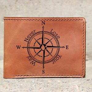 Travel Compas - custom bifold wallet / Personalized bifold wallet / Mountain gift