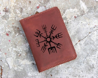 Scandinavian passport cover. Runes passport holder, Vegvisir passport cover, Travel passport holder, Personalized passport cover