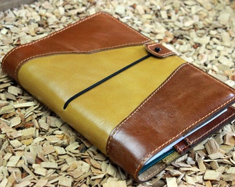 Couverture pour ordinateur portable A5 en cuir faite main, journal pour agenda avec fentes pour cartes