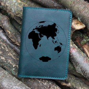 Personalisierte Weltkarte LederPass Halter, Gold Monogramm, Reisegeschenk, Weltkarte Geschenk, Weltkarte Pass Halter, Vatertagsgeschenk