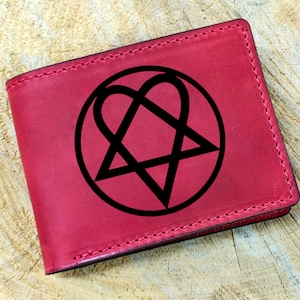 Pentagram Baphomet Goth Lederen Portemonnee, Satanic Occultisme Card Bifold Mannen Portemonnee, Occult Credit card portemonnee, Satan Demonic Gift wallet