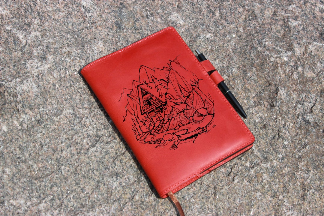 Personalized Leather Notebook Cover A5 Green Engraved Logo Name