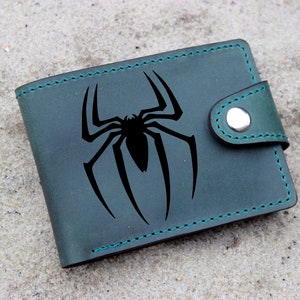 Portefeuille araignée, portefeuille animal, portefeuille éventail araignée, araignée gravée, cadeau en cuir 2022, cadeau de Noël, cadeau de papa, portefeuille personnalisé