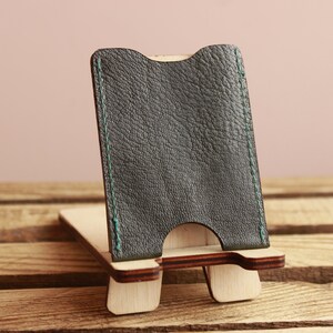 Soporte de tarjeta de cuero delgado, soporte de tarjeta mínimo, billetera de tarjeta de cuero, billetera minimalista, funda de tarjeta, titular de tarjeta personalizado