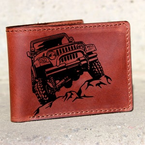Off Roader Leather Wallet, SUV owner gift, Custom offroad wallet, Personalized wallet, Engraved wallet Leather Farming Gift 2023 image 1