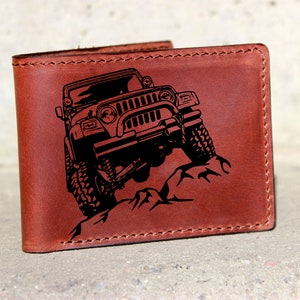 Off Roader Leather Wallet, SUV owner gift, Custom offroad wallet, Personalized wallet, Engraved wallet Leather Farming Gift 2023