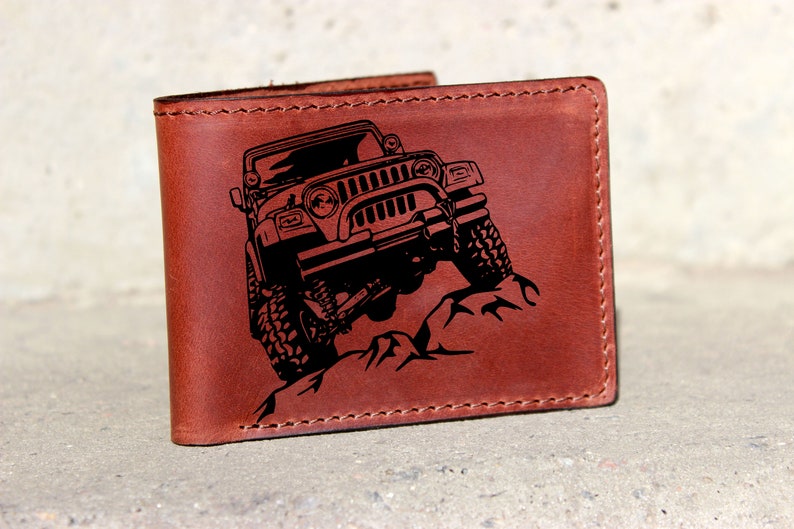 Off Roader Leather Wallet, SUV owner gift, Custom offroad wallet, Personalized wallet, Engraved wallet Leather Farming Gift 2023 image 1