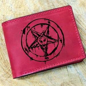 Satanic Baphomet Goat Head Wallet, Occult Gift lederen portemonnee, Sigil Of Baphomet Card Goth billfold Wallet, Satan Devil Demon 666 Portemonnee