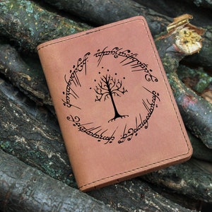 Couverture de passeport White Tree,Couverture de passeport personnalisée,Étui de passeport brodé, Couverture gravée, Porte-passeport personnalisé, Une couverture de bague
