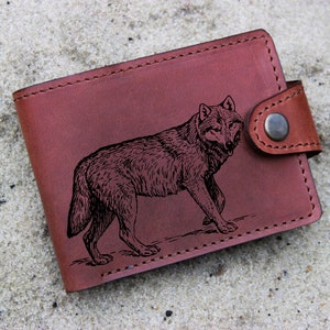 Wild Wolf Design Wallet Gift para hombres y mujeres Bifold Wild Animals Wallet / Wolf Animal Lovers Personalized Wallet / Wildlife Gift Idea