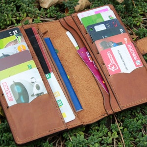 Regalos del día de los padres para papá, monedero de cuero para hombres, monedero de cuero personalizado regalo de marido, monedero largo de los hombres, cartera delgada Bifold