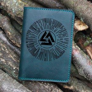 Odin sign, triskelion, Passport Cover, personalised leather passport case, couple gift, anniversary gifts, wedding gift, Christmas gift