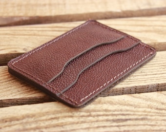 Personalized Business Card Holder, Leather Bifold Credit Card Case, Customized Business Card Holders with Embossed Initials, Slim Card Case