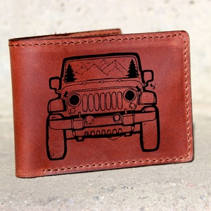 Portefeuille en cuir Off Roader, cadeau de propriétaire de VUS, portefeuille tout-terrain personnalisé, portefeuille personnalisé, portefeuille gravé cadeau de culture du cuir 2023