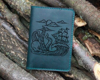 Kraken, Octopus cover, Personalised Passport Holder Gift For Her Couple Gift Valentine’s Day Gift Best Friend Gift, wedding gift Christmas