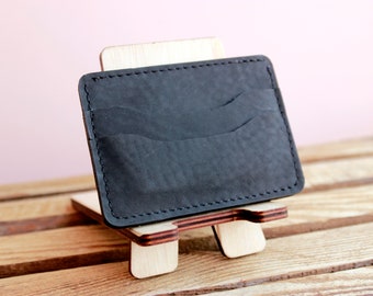 Soporte de tarjeta de cuero delgado / Billetera minimalista / Titular de tarjeta de cuero Mans / Billetera titular de tarjeta de cuero / Billetera de tarjeta de crédito de cuero - Yaiba