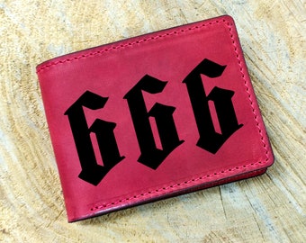 Satanic Baphomet Goat Head Wallet, Occult Gift Leather Wallet