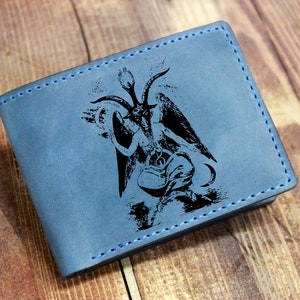Baphomet Portemonnee, Occult Gift lederen portemonnee, Sigil Of Baphomet Card Biker billfold Portemonnee, Satan Devil Demon 666 Satanic Goat Wallet