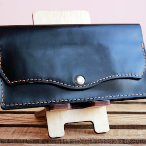 Cartera de cuero largo personalizada, cartera de abrigo de los hombres personalizado, cartera larga de cuero grabado de las mujeres, regalo de Navidad, billetera para él