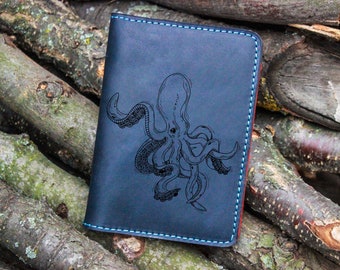 Kraken, Octopus cover, Personalised Passport Holder Gift For Her Couple Gift Valentine’s Day Gift Best Friend Gift, wedding gift Christmas