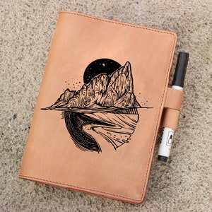 Mountains, A5 Notebook cover pen holder,Notebook cover,Book cover,Leather notebook cover,A5 notebook cover,A5 cover,Leather book cover
