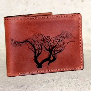Personalice la billetera Fox, la billetera de regalo de los amantes de Fox, el regalo del novio 2022, la billetera personalizada para hombres, la billetera de zorro engaved, la billetera de cuero Distressed