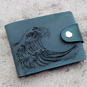 La Grande Vague de Kanagawa Design Wallet pour hommes et femmes | Portefeuille Wave japonais | Hokusai Wave Japan Lover Portefeuille personnalisé | Idée cadeau