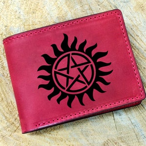 Satanic Baphomet Wallet, Occult Gift leather wallet, Sigil Of Baphomet Card Biker billfold Wallet, Satan Devil Demon 666 Goat Wallet