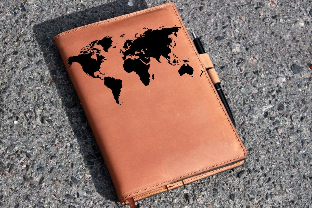 World Map TRAVEL Journal, Custom Personalized Notebook, Custom Bullet Journal and Notebook