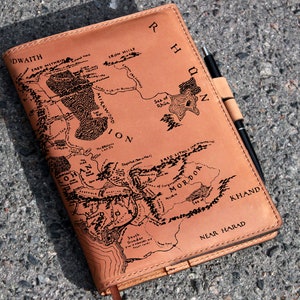 A5 Map Cover,Karte von Mittelerde,handgefertigtes Leder A5 Cover,Personalisierter Planer Deckel, Geschenkhülle, A5 Mittelerde COVER, A5 custom Gift