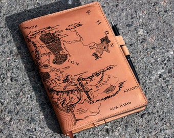 A5 map cover,Map of Middle Earth,handmade leather A5 cover,Personalized Planner cover, Gift cover, A5 Middle Earth  COVER, A5 custom gift
