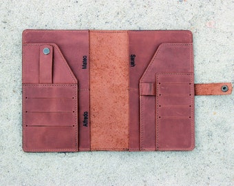 Porta pasaporte familiar/Cartera de viaje de cuero/4, 6,8, porta pasaporte/Cartera de viaje de cuero monograma
