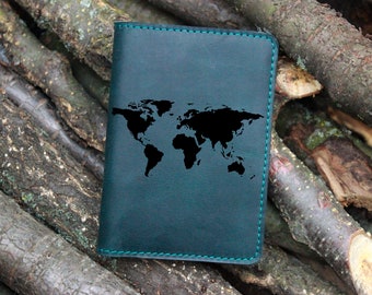 Vintage world map Leather Passport Wallet, Passport Cover, Passport Holder, personalized travel case, Christmas gifts ideas 2023 for him