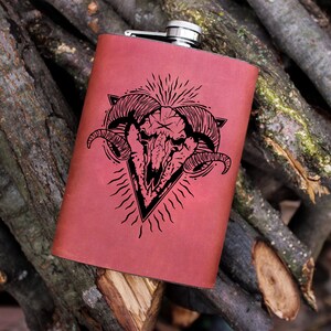 Sigil flask, Dark side flask, Baphomet flask gift, baphomet 666 alcohol flask 9 oz
