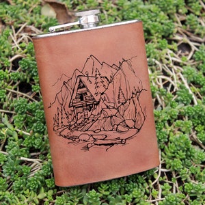 Fiaschetta di montagna, Regali di montagna, Fiaschetta da uomo da 9 once, Fiaschetta da trekking, Fiaschetta da campeggio, Fiaschetta personalizzata, Fiaschetta personalizzata, Fiaschetta degli sposi