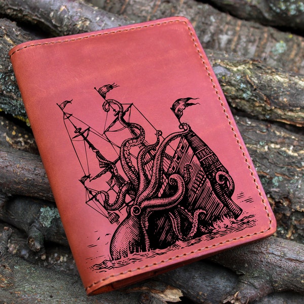 Kraken Leather Wallet Etsy
