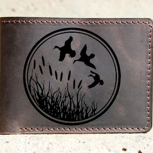 HUNTER CLUB - Bifold Leather Custom Wallet - best gift for HUNTER / Hunter gift / Hunting gift / Deer hunter / Wolf Hunter / Duck hunter