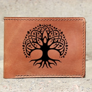 Celtic Tree wallet, Celtic fan gift, Lucky wallet, Engraved tree wallet, Personalized wallet, Father day gift wallet, Leather bifold wallet