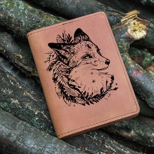 Fox engraved leather passport cover, men Leather Passport Wallet/Passport Cover/Passport Holder/Personalized case cover/travel accessories