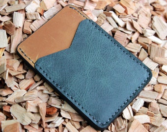 Personalisierte Leder-Kartenhalter, handgemachte schlanke gravierte Brieftasche, minimalistische Fronttasche für Männer