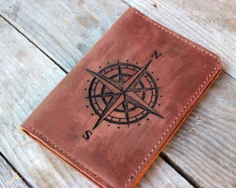 Personligt passfodral, passfodral och bagageetikett i läder, resepresent för män och kvinnor, passfodral med monogram