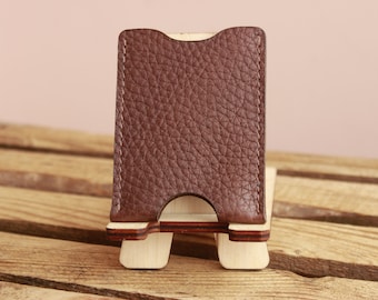 Manga de tarjeta minimalista, funda de tarjeta de cuero, billetera delgada, soporte de tarjeta de cuero, billetera de bolsillo frontal, No. 1