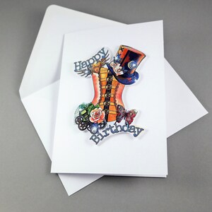 Geburtstag Steampunk Grußkarte,3D Feier Karte,Illustration Geburtstagskarte,Vintage Geschenkkarte,für Mädchen,für Frau,für Schwester,für ihn