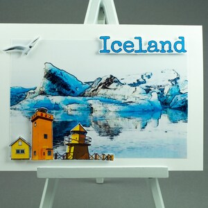 Carte de vœux d’Islande, carte d’iceberg d’Islande imprimée, paysage de nature d’Islande, carte-cadeau, souvenir islandais, carte de phare, original fait main